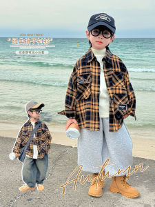 Boys Long Sleeve Shirt Spring Autumn Thin Outerwear Fashionable Top Childrens Clothing Korean Style Plaid Pattern Male Kids