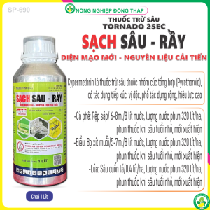 Phun Sạch Sâu-Rầy TORNADO 25EC 1L - Hiệu Suất Cao Diệt Khuẩn Chai Thủy Tinh