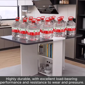 Dining Table Foldable Retractable Extendable Sideboard Marble Wood Cabinet White