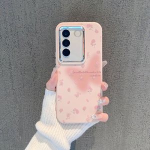 เคส Vivo V27 V40 V30 Pro เคส Vivo V27 V29 V30 V40 5G เคส สำหรับเด็กผู้หญิงลายดอกไม้สุดสร้างสรรค์เคสกันกระแทกเคสโทรศัพท์สีชมพูกันกระแทก