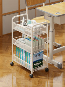 evesigar | Movable Under-Table Storage Shelf with Wheels Layered Organizer