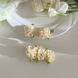 Elegant Tea Flower Hair Clip for Women Side Bangs Duckbill Clip Forest System Cute Hair Accessories Fresh out Fashionable Hairpins