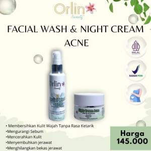 Sabun + Cream Malam Acne Orlin Beauty Skincare Kulit Berjerawat dan Sensitif