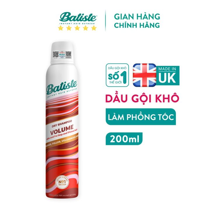 Dầu Gội Khô Batiste Dry Shampoo VOLUME Giúp Làm Phồng Tóc 200ml