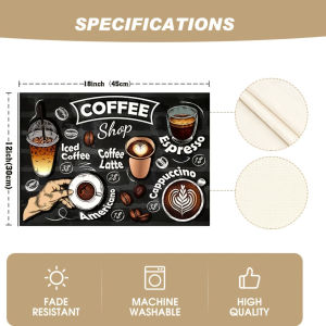 VIKAMA American Retro Coffee Graffiti Placemat Oilproof Heat Resistant Cafe Table Mat