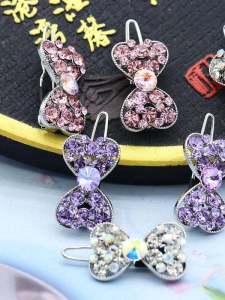 New 2024 Childrens Hair Accessories Small Bow Diamond Color Retention Braided Hair Clip Womens Ancient Costume Hair Accessories