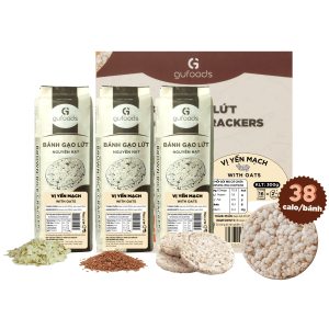 Bánh gạo lứt GUfoods vị Yến mạch - Không chiên dầu Không đường Lành mạnh Phù hợp Eat clean Ăn vặt healthy Thực dưỡng Tập gym Thuần chay