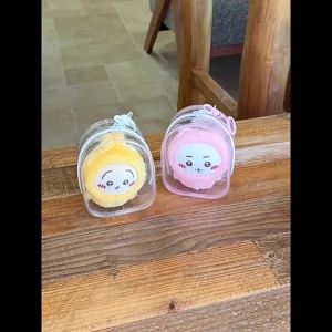 12cm PVC Transparent Storage Bag with Keychain Multicolor Cartoon Doll Display Box Dustproof Case Earphones Gift Organizer Bags