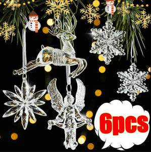 Bông tuyết Acrylic thả icicicle Mặt dây chuyền giáng sinh pha lê trong suốt Đồ trang trí Cây giáng sinh vật trang trí treo nhà trang trí tiệc năm mới