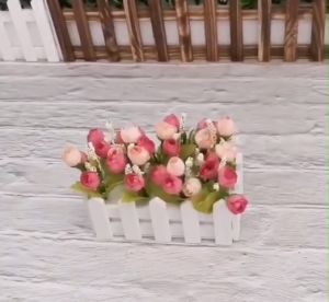 Giỏ Hoa Lụa Nhiều Màu Sắc Giỏ Hoa Lụa Dài 20cm Trang Trí Nhà Cửa Văn Phòng Quán Cafe DC-414