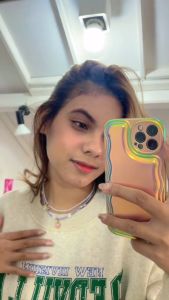 Mutia - Kalung Rantai Manik Pearl Beads Double Layer Soft Colour Aksen Liontin Pink Flower Peach Hati Kupu-kupu Aksesoris Fashion Untuk Wanita Korea Style [G4-1]