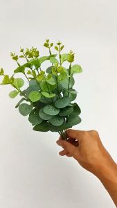 Daun Dollar Lusinan Eucalyptus Ekaliptus Tiruan Imitasi Artificial Flower Silk Silver Single untuk Hiasan Wedding Pelaminan dan Dekorasi Cafe Rumah Taman Artifisial Rumput Tanaman Murah Import Berkualitas