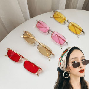Retro Square Sunglasses Candy Color Vintege Metal Cat UV400 Female Summer Street Eyewear for Women Korea Style Gafas De Sol