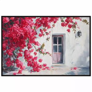 Tranh vẽ tường giàn hoa giấy. Tranh treo tường dán tường sơn dầu canvas tranh trí. CGI-1400