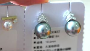 Montagne Jewelery 18k Gold Earring for women Diamond Inset Fine Jewellery Natural Tahiti Platinum Grey 10-11mm Pearl Earring Stud Earrings