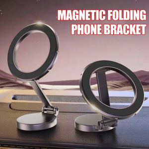 Mobile Phone Strong Magnetic Holder Foldable Car Phone Holder Stereoscopic Rotation Dashboard Navigation Bracket for Xiaomi HUawei Iphone 12 13 14 15