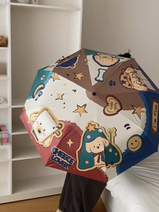 Cute puppy student umbrella Folding automatic umbrella sunshade UV umbrella Manual umbrella Mini portable umbrella