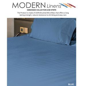 4in1I 3in1 EMBOSSED WHITE HOTEL STRIPE Modern Linen 100% Brushed Microfiber BEDSHEET SET