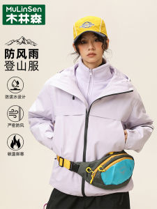 Waterproof Windproof Purple Jacket Womens Spring Autumn New Style Three-in-One Ultra Cute Windproof Outerwear Ladies Coat