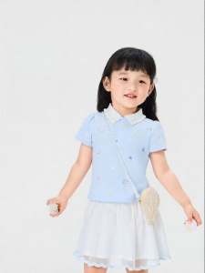 Purcotton | Girls Knitted Printed Cotton Polo T-Shirt