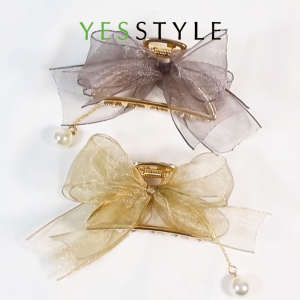 Yesstyle Jepit Rambut Pita Satin Jedai Rambut Salon Wanita Aksen Mutiara