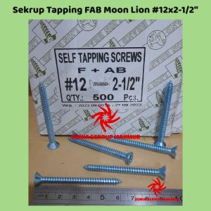 (10 pcs) Sekrup FAB 12x2-1/2" / Skrup Tapping Kepala Rata 6CM