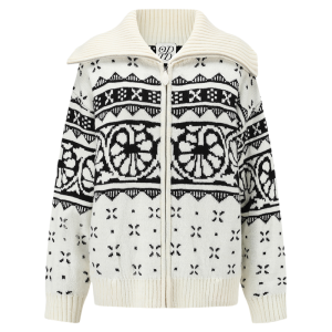 Autumn Winter Womens Knitted Wool Sweater Cardigan Fair Isle Stand Collar Open Front Long Sleeve Zipper Closure Regular Fit