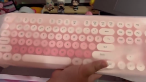GOOJODOQ A1999 Gradient Color Wireless keyboard and Mouse Set Circular Keycaps with Number Pad Silent Three-level DPI Mouse for Laptop PC 2.4GHz Installed Batteries