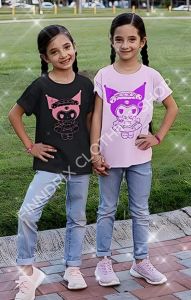 Terno T-shirt & Jogger Kuromi 3 design for girl kids (Silk Screen Print)