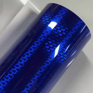 Premium PET Gloss Chrome Ghost Blue Carbon Vinyl Wrap Aircraft Pattern Adhesive Film Decal Motorbike Car Wrapping Sticker