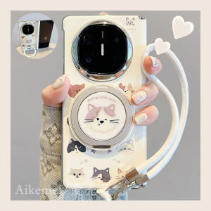 Huawei MateX7 Limited Edition Foldable Screen Phone Case Leather Cat Dog Design Rotatable Magnetic Stand Hand Strap Protection