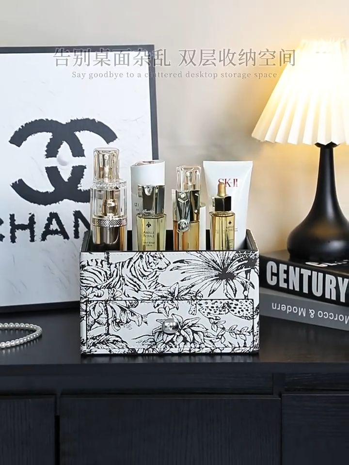 (IN STOCK) LORDWEY New Arrivals Luxury Leather Storage Organizer Box Dressing Table Perfume Key Storage Tray