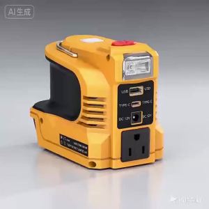 220W Portable Power Inverter for 18V Li-ion Battery AC Outlet USB Type-C DC 12V Outdoor Camping Power Bank with LED Work Light