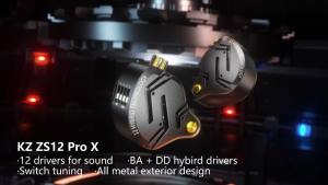 KZ | Tai Nghe KZ ZS12 PRO X Hybrid Dynamic & Balanced Armature IEM HiFi Bass Có Dây Thiết Kế Kim Loại Cáp Rời