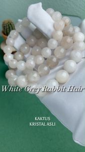 KAKTUS Kristal Asli White Grey Rabbit Hair Crystal Bracelet For Restock Energy and promote Emotional Healing