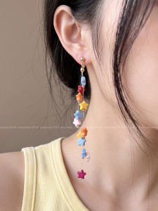 PINK EMPRESS | Colorful Dopamine Style Star Fringe Earrings
