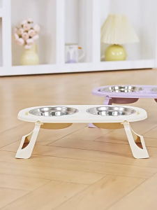 chén đôi inox chân cao chồng gù dành cho chó mèo - T3 PETS SHOP