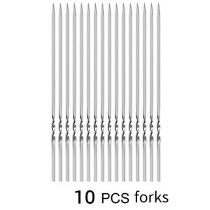 10/15/20Pcs Stainless Steel Barbecue Skewer Reusable BBQ Skewers Kebab Iron Stick For Outdoor Camping Picnic Tools Cooking Tools
