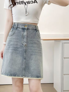 กระโปรงสั้นยีนส์ทรงเอเอวสูงสไตล์เกาหลีสำหรับผู้หญิงไซส์ใหญ่ในช่วงฤดูร้อนปี 2025 ทรงหลวม สไตล์ลำลอง สไตล์เกาหลี