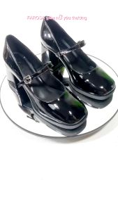 Giày cao gót nữ bít mũi quai cài gót 7cm FAROSA - C29 giày da bóng dáng merry janes sang chảnh