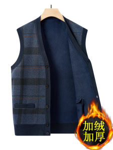 เสื้อกั๊กถักนิตติ้งหนาสำหรับผู้ชาย ผ้าขนแกะ คอวี ทรงหลวม ผ้าฝ้ายผสม ระบายอากาศได้ดี ฤดูหนาว 2025 แบรนด์ Liangshe