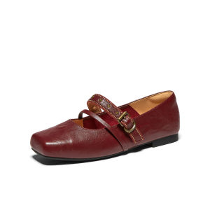 Versatile Square Toe Leather Mary Jane Shoes