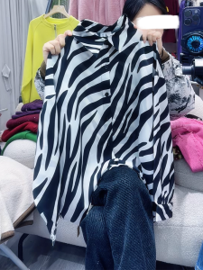 QINGNAER | Unique Zebra Stripes Fashionable Oversized Shirt