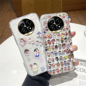 New Phone Case Realme 13 + 13 Pro+ Realme 12x 12+ 12 Pro+ Plus 5G 4G Ins Fun Cartoon Colourful Dinosaur Crayon Shin-chan Casing Anti-fall Silicone Soft Cover 2024