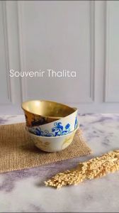 (Isi 50pcs ) Souvenir Mangkok Bulat Motif Bunga Kemasan Box Rustik