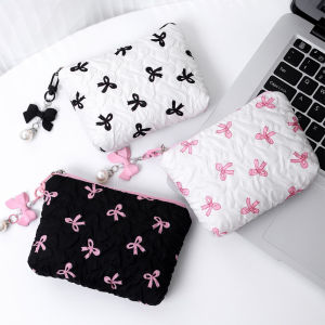 Fashion Simple Bow Pendant Wallet Cute Large Capacity Storage Lipstick Storage Makeup Bag Coin Wallet Women Girls Birthday Gifts
