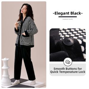 JIALEFEN | Thickened Flannel Fleece Sleepwear Set