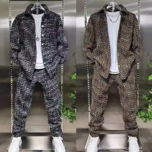 Fashionable Casual Mens Two-Piece Set Spring Autumn New Style Fragrant Wind Long Sleeve Shirt And Pants Trendy Youth Outfit