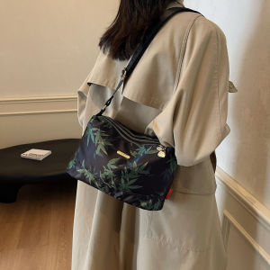 กระเป๋าสะพายไหล่สีดำลายไม้ไผ่กันน้ำสำหรับผู้หญิงกระเป๋าสะพาย