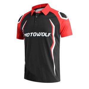 MOTOWOLF | Áo Polo Đua Xe Máy Chống Khuẩn Khô Nhanh Băng Tơ